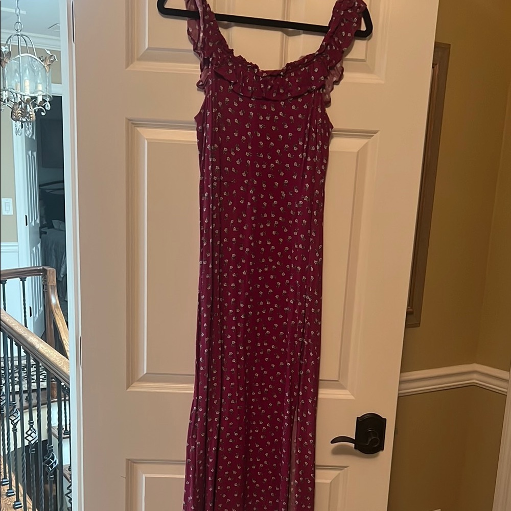 LOFT Burgundy Floral Dress